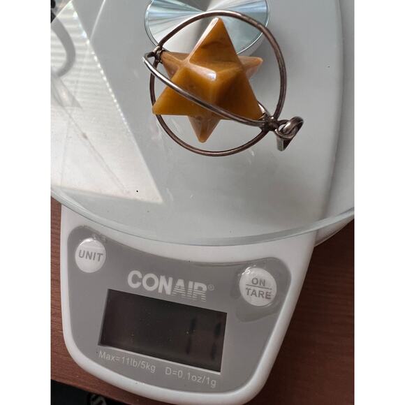 Vintage Sterling Yellow Jasper Merkabah Pendant Sacred Geometry Spin Orb Boho - Picture 8 of 8